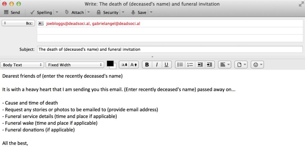 Email Funeral Invitation