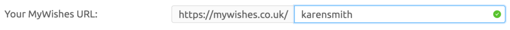 MyWishes vanity URL